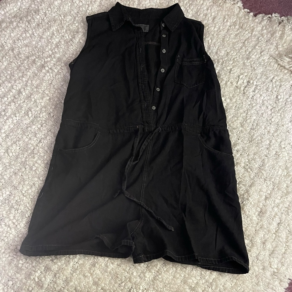 Black chambray romper Large